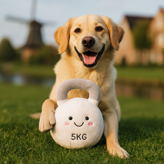 Fitness Kettlebell hondenspeeltje S pluche met pieper | Floofr