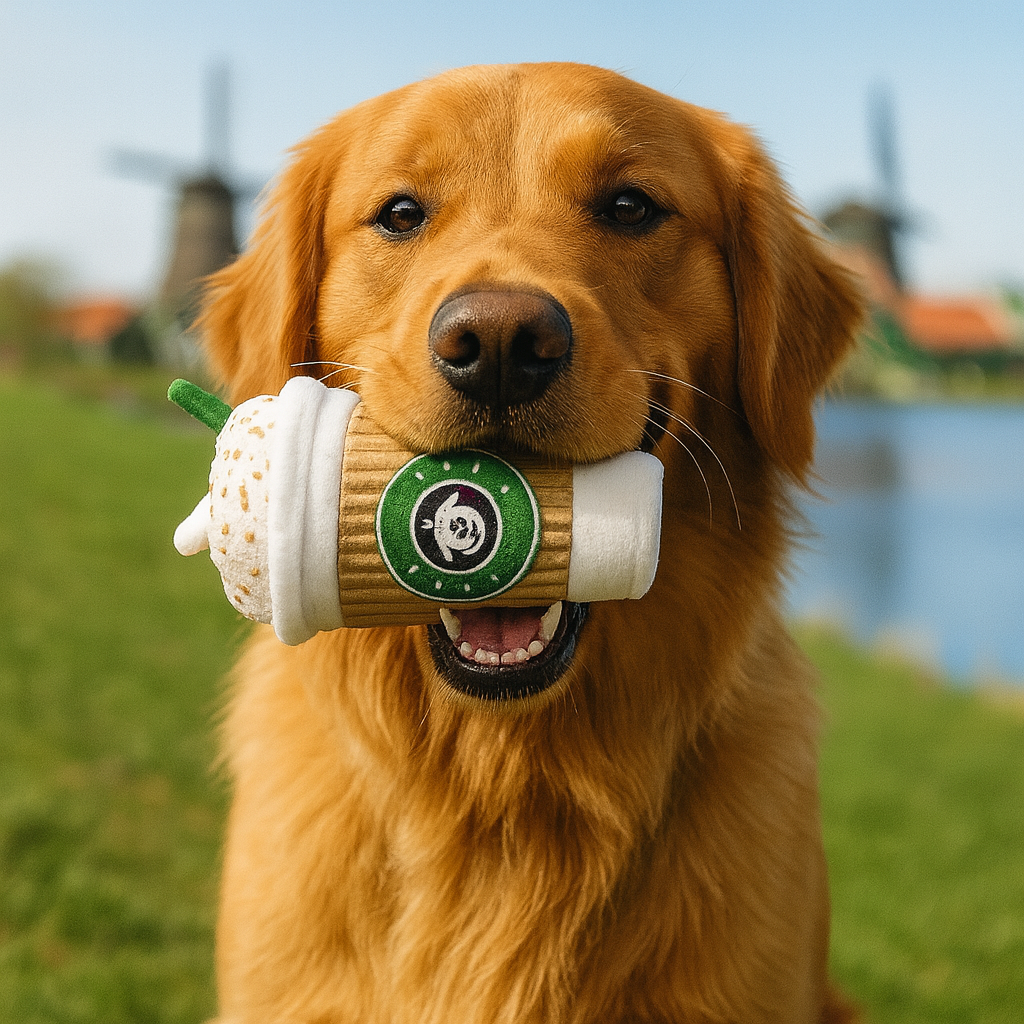 Koffiebeker hondenspeeltje met pieper | Floofr