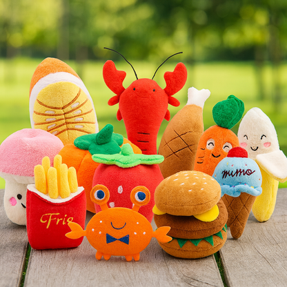 Pluche piepspeeltje hond bot groente & fruit kauwspeelgoed | Floofr