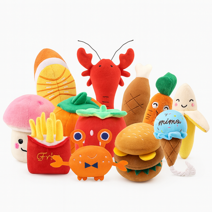 Pluche piepspeeltje hond bot groente & fruit kauwspeelgoed | Floofr